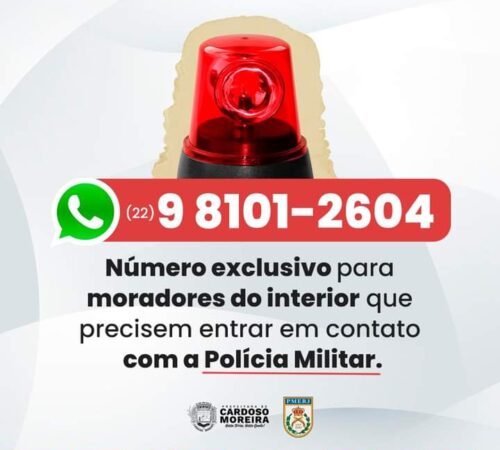 Moradores do interior de Cardoso Moreira passam a ter contato direto com a PM via WhatsApp