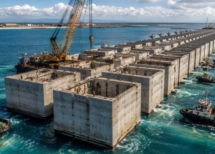 Porto do Açu tem quebra-mar de 3,8 km feito com 42 megacaixões de concreto